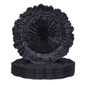 Black Charger Plates Set of 12 - Reef Design 13 Inch Dinnerware