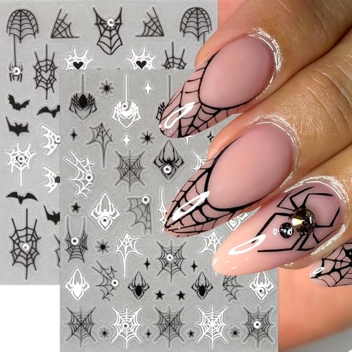 Halloween Nail Stickers Set - Spider Web Ghost Bat Rhinestones for DIY Manicure - Diamond Ghost Variation