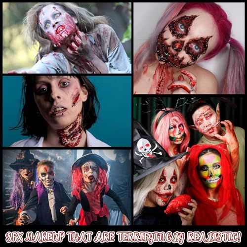 Halloween Special Effects SFX Makeup Kit with Liquid Latex, Fake Blood & Sponges