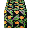 Ghost Face Pumpkin Black Halloween Table Runner - 13x60 Inch Spooky Kitchen Decor, Green & Black Variation