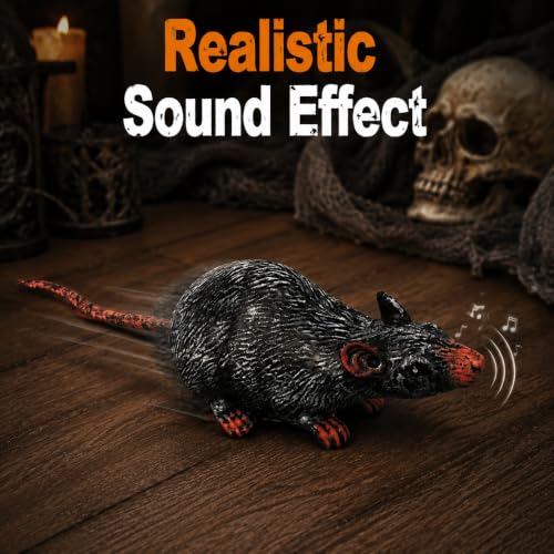 Large Realistic Animated Halloween Rat Decoration - Spooky Indoor Prop, 18.1 Inches