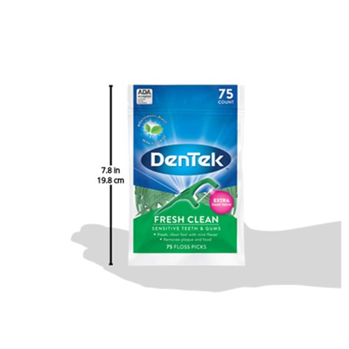 DenTek Fresh Clean Floss Picks, for Extra Tight Teeth, 75 Count, (Pack of 2)