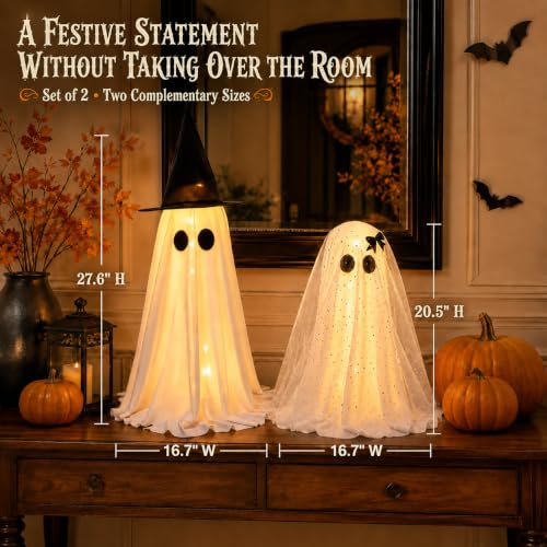Lighted Ghost Halloween Decoration with 8 Modes & Remote Control