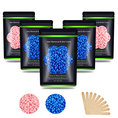 Wax Beads for Hair Removal 1.1 lb Kit - Blue & Pink Variations for Sensitive Skin