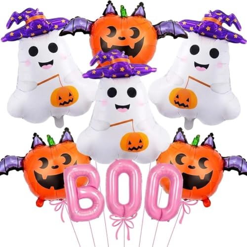 Halloween Foil Balloon Set - Ghost, Pumpkin & Boo Decorations, 9 Pieces