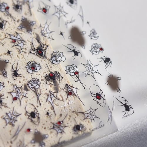 Halloween Nail Stickers 5D Diamond Crystal Decals Spider Web & Spider Style 19