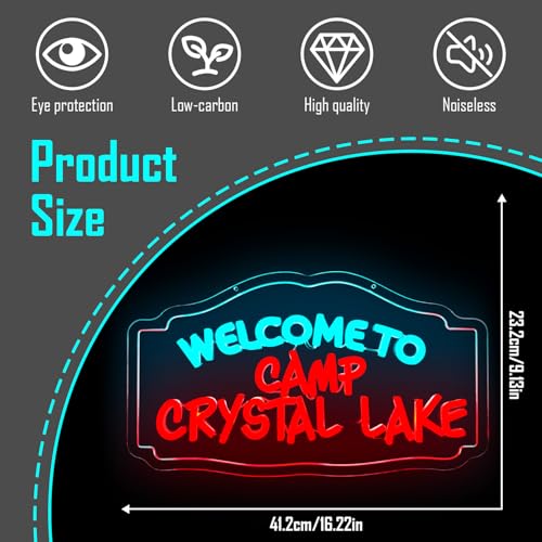 Neon Sign for Wall Decor Horror Movie Halloween Room Party - Crystal Lake Design