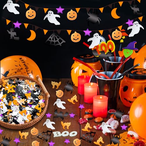 Halloween Confetti Set - Bat, Spider, Cat, Pumpkin, Star, Witch Designs