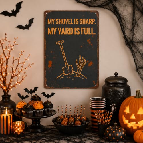 Funny Halloween Metal Tin Sign Wall Art Rustic Warning Plaque 8x12 Inch