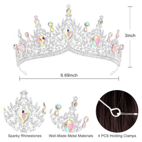 Silver Crown Tiara for Women - Queen Crown & Party Decoration, 1 Pack - SilverAB