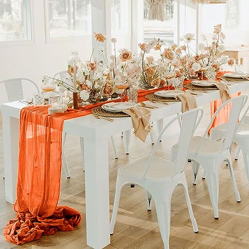 Orange Cheesecloth Table Runner - 36x10FT Bulk 5 Pack Rustic Fall Wedding Decor