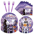 Halloween Baby Shower Decorations 96PCS Tableware Set - Black Pink Gender Reveal