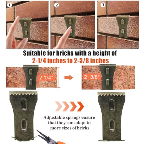 Heavy-Duty Brick Wall Clips Set - No Drilling Required, Rust-Resistant, Red Bronze Finish
