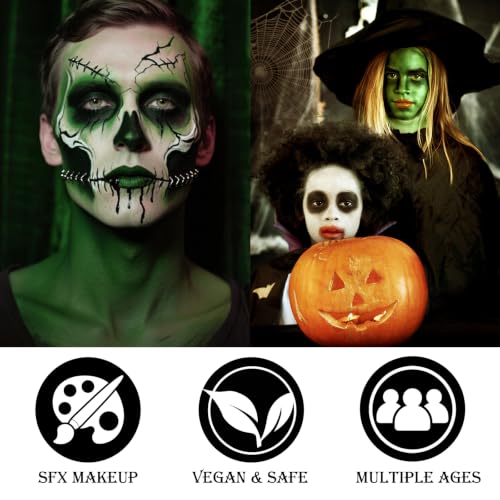 BeFIVECOK Halloween Face & Body Paint Kit - 05 Beetlejuice/Witch, Includes Sponges & Brushes