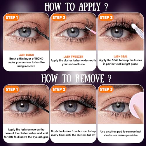 Pink Purple Gradient False Eyelash Clusters 12mm for Eye Makeup & Cosplay - 128 PCS