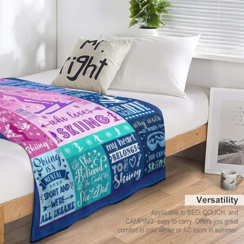 Skiing Blanket for Ski Lovers - Snowboarding Throw Blanket 60x50 Inches - Extreme Sports Gifts for Men Women Boys