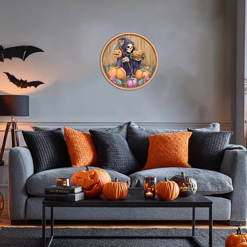 Halloween Wall Decor Poster Set - Pumpkins Witch Horror 12x12 Inch