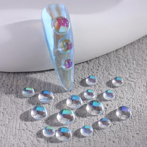 3D Aurora Bubble Beads Nail Art Charms - Iridescent Dewdrop Rhinestones - Aurora Bubbles Variation