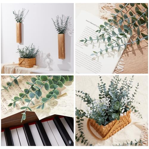 Artificial Eucalyptus Stems 40pcs Grey Green Real Touch Faux Plants for Home Office Wedding Decor