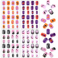 Halloween Kids False Nails Short Press-On Set - Bat Pumpkin Skull Web Theme