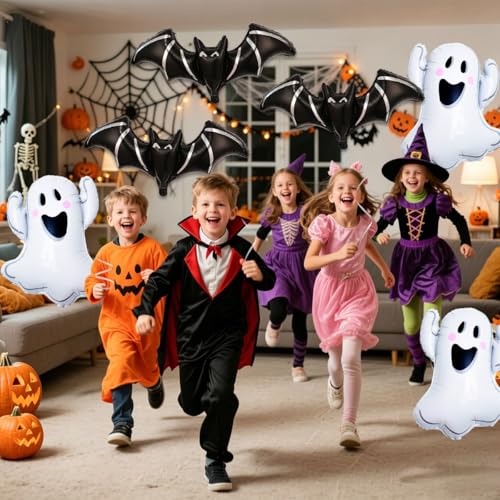 Halloween Mummy Balloons Set - Ghost & Bat Foil Balloons for Party Decorations