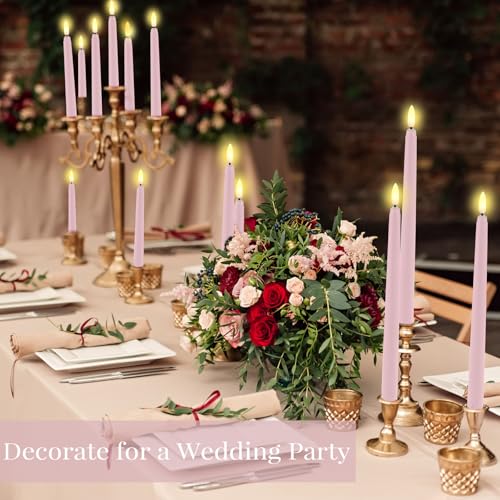 Pink Flameless LED Taper Candles Pack - 11 Inch, Safe Halloween Decor