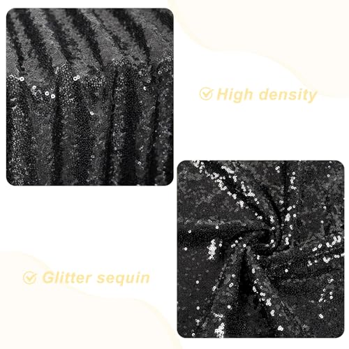 PartyDelight Black Sequin Table Skirt - 9ft Long x 30 Inch High, Black Variation