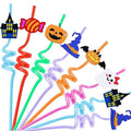 24Pcs Halloween Party Straws - Ghost Pumpkin Cat Design, One Size