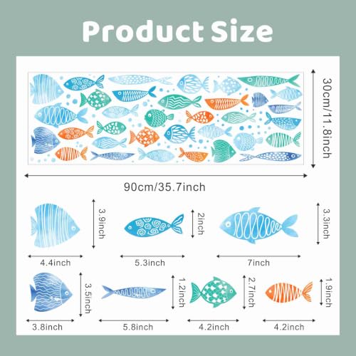 Watercolor Ocean Fish Wall Decals - Removable Under The Sea Nursery Decor, Multicolour
