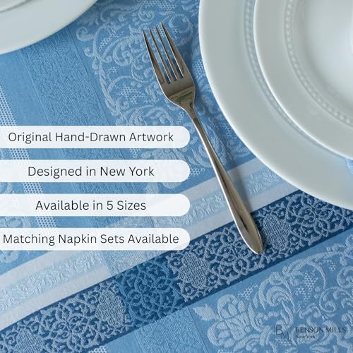 Benson Mills Ravenna Jacquard Tablecloth 60 x 84 Inches - Blue