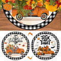 Autumn Halloween Reversible Tree Skirt 60 Inch - Fall and Pumpkin Ghost Design