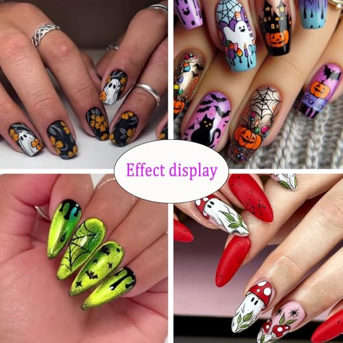 Halloween Nail Art Stickers - Ghost Pumpkin Spider Blood Drop - Mushroom Variation