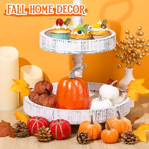 Artificial Fall Pumpkin Set with Maple Leaves Pinecones for Thanksgiving Decor - 24 Pcs