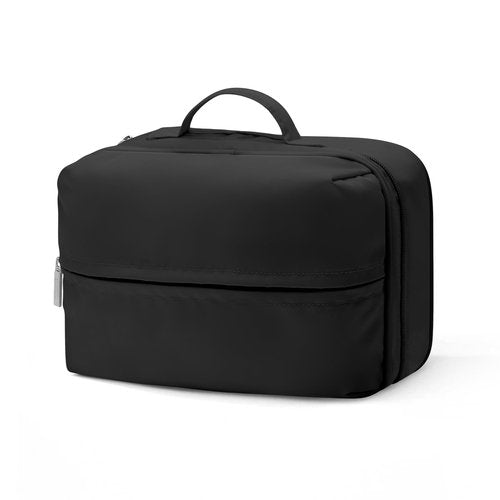 Travel Cosmetic Bag Women Portable Makeup Case Organizer Wide-open Toiletry Pouch for Cosmetics Toiletries (Black)