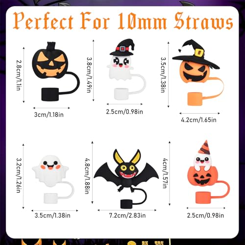 Halloween Ghost Silicone Straw Cover Cap for 30oz/40oz Stanley Tumbler - Bat Variation