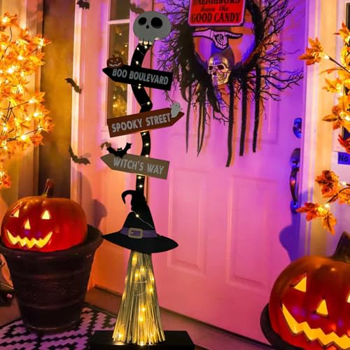 Lighted Halloween Witch Broom Decor for Indoor Outdoor Spooky Festivities