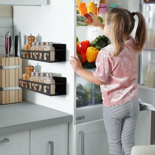 Magnetic Spice Rack for Refrigerator Black Cat - 2 Pcs Kitchen Organizer Set