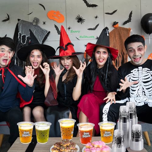 Black Spider Plastic Cups 12 oz Halloween Disposable Party Cups - 50 Pack