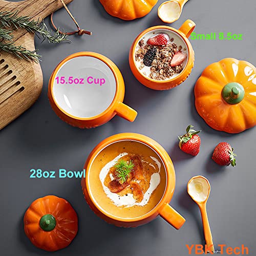 27.1oz Pumpkin-Shaped Ceramic Coffee Mug with Spoon - Cute Halloween Gift