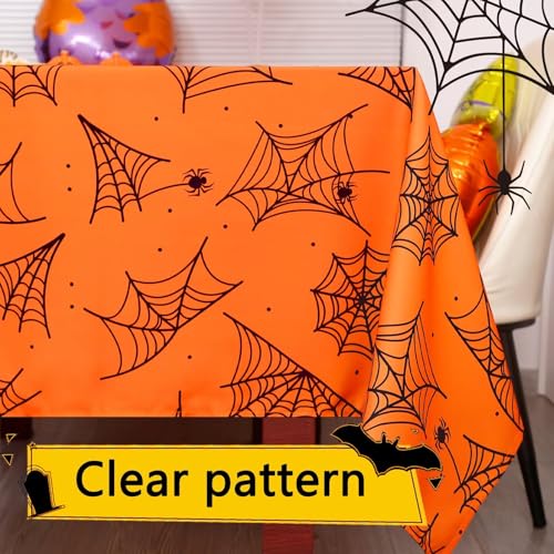 Orange Rectangular Halloween Tablecloth 60 x 102 Inch Waterproof Washable Decor
