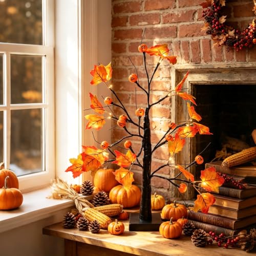 DIY Fall Pumpkin Lamp with Bat & Spider Web Decorations for Home Decor