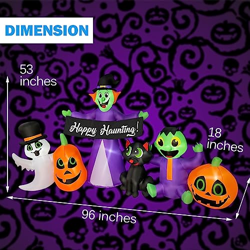 Halloween Inflatable Decor Set - Witch, Ghost, Frankenstein, Cat, Pumpkin, 8Ft