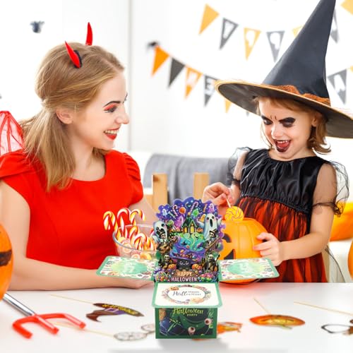 Green 3D Pop Up Halloween Ghost Card Halloween Greeting Card with Envelope & Note