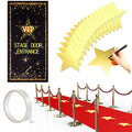 Red Carpet Runner for Party 2.62x14.5ft with Gold Star Cutouts - Event Decor