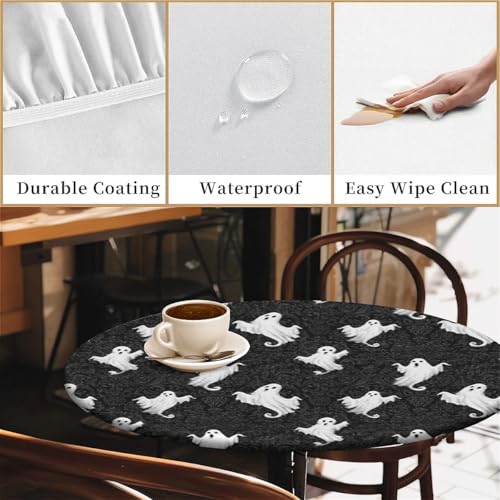 Halloween Pattern Waterproof Round Fitted Tablecloth 36" with Elastic Edge