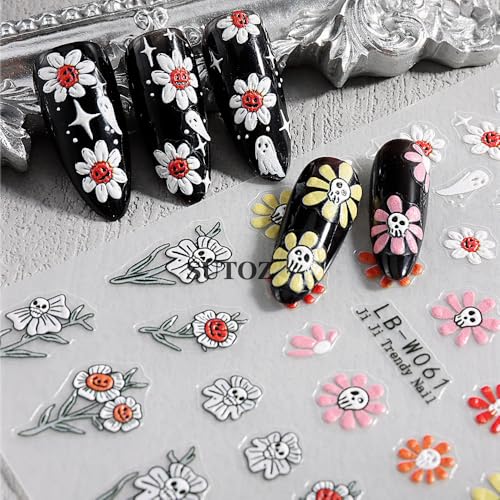 Halloween Nail Art Stickers Decals - 5 Sheets Skull Spider Ghost Sunflower - Variation Color33