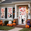 Halloween Decorations Stickers Set with Door Cover & Window Decals - Bloody Handprints & Footprints