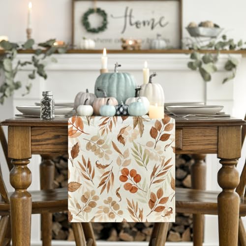 Artoid Mode 13x120 Inch Fall Table Runner Beige Polyester Home Decor