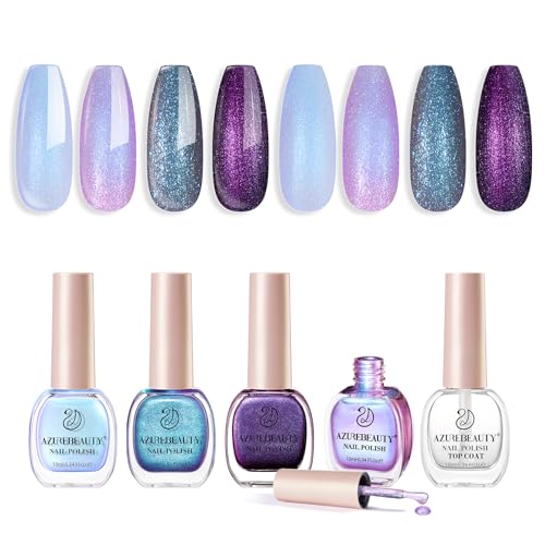 A1-Chameleon Holographic Nail Polish - Purple, 4 Color Set, Easy DIY Application