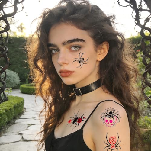 Glitter Halloween Spider Temporary Tattoos for Kids & Teens, 108 Pieces